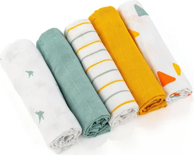 Image de Hydrofiele Spuigluiers Set de 5 - 70 x 70 cm - Couches en coton doux - Testé Oeko-Tex - Jaune menthe