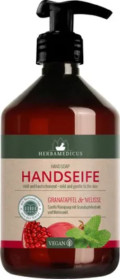 Produktbild von 4x500ml Vegan Handseife Granatapfel & Melisse Herbamedicus