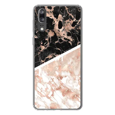 Produktbild von MuchoWow® Handyhülle Schutzhülle Hülle für Huawei P20 Marmor - Rosa - Weiß - Schwarz Silikon Softcase Handy Hülle - Hardcover