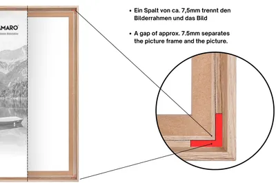 Produktbild von Schattenfugenrahmen Keilrahmen Bilderrahmen für Leinwände | Eiche Hell | ohne Glasscheibe und Rückwand, Größe:100x70