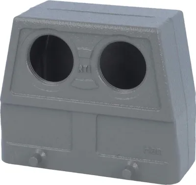 Produktbild von HARTING Han 16B Tüllengehäuse hoch, 2xM25 Front Kabelabgang, für 2 Bügel (am Unterteil) Verschraubung M25 Klemmbereich