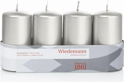 Produktbild von INNA-Glas Adventskerzen JENARO, 4 Stück, silber, 10 cm, Ø5 cm, 23h -  Germany - Weihnachtskerzen