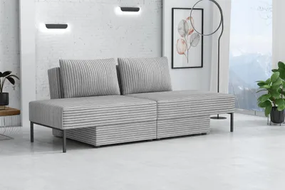 Produktbild von Sofa mit Schlaffunktion GORKA 3in1 – Bett, Liege & Sofa in Stoff Velo Hellgrau