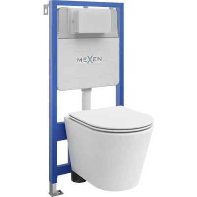 Zdjęcie produktu dla Mexen zestaw podtynkowy WC stelaż Fenix Slim z miską WC Rico i deską wolnoopadającą, biały mat - 61030724001