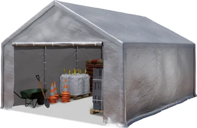 Produktbild von Lagerzelt 4x6m Zelthalle Unterstand Zeltgarage PE Plane 350 N wasserdicht in grau