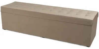 Produktbild von MG Design Polsterhocker Beige 45x160 cm - Stauraum 190L, bis 300 kg, samtig-weich mit Schimmer, pflegeleicht, für Wohnzimmer & Flur