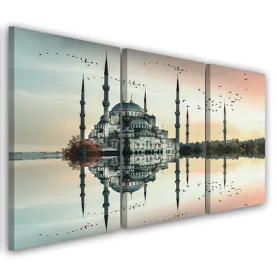 Produktbild von Triptychon auf leinwand beige städte & architektur 120x80 cm Feeby beige wandbild bereit zum aufhängen