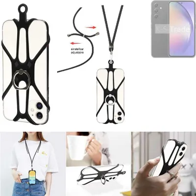 Produktbild von K-S-Trade 3in1 Handykette Handyband Handykordel Halsband Smartphone-Ring Handy-Ring kompatibel mit Samsung Galaxy A54 5G Fingerhalterung Handyring