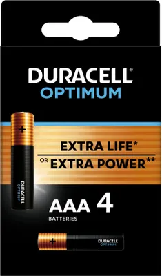 Obrázok produktu pre Duracell Optimum AAA LR3 batteries blister 4 pieces