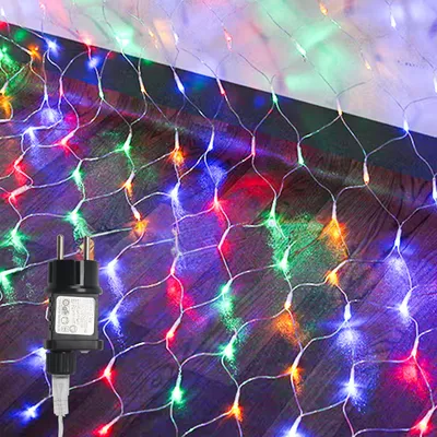 Image de Izrielar LED Lightnet Guirlande lumineuse 2x2m 200 LEDs 8 modes Guirlande lumineuse pour intérieur Noël Fête Jardin Décoration Multicolore
