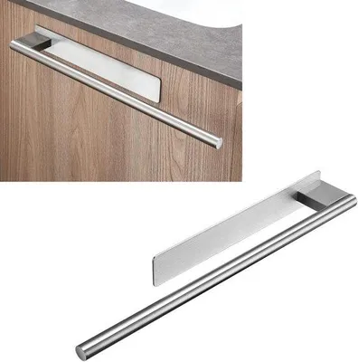 Productafbeelding van Handdoekhouder voor de badkamer - 39 cm - zonder boren - zilver - keukenhouder