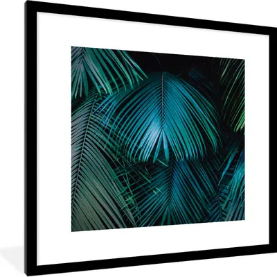 Produktbild von MuchoWow® Gerahmtes Poster Palmen - Dschungel - Blätter 40x40 cm - Poster mit Schwarzem Bilderrahmen Wandposter Rahmen Foto Bilder - Poster - Plakat im Rahmen