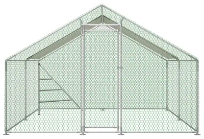 Produktbild von Großer Hühnerstall aus Metall 3x4m – Voliere mit integriertem Klettergerüst, Dach & Sicherheitsschloss, wetterfester Hühnerstall für Außenbereich mit riesigem Auslauf