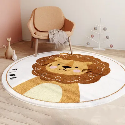 Produktbild von 360Home runder Teppich Wohnzimmer Kinder minimalistisch Matte Braun 160cm