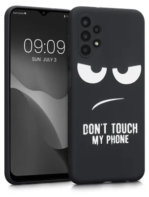 Produktbild von kwmobile Hülle kompatibel mit Samsung Galaxy A13 4G - Handyhülle Silikon Case - Don't touch my Phone Weiß Schwarz