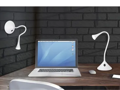 Produktbild von Flexible 2in1 Tischleuchte & Wandleuchte biegsam in Weiß Schreibtischlampe Büro