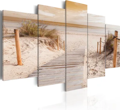 Image de Toiles 200 x 100 cm c-B-0006-b-o Toile intissé 5 pièces Impression artistique moderne Tableaux muraux XXL Décoration murale Design Tableau mural MER PLAGE PAYSAGE NATURE
