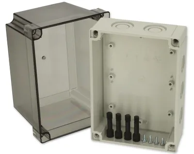 Produktbild von FIBOX Gehäuse mit Dichtung und Deckel, Serie: MNX mit metrischen Vorprägungen, Werkstoff Gehäuse Polycarbonat (PC) Maße