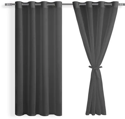 Image de Rideau voile transparent - 1 pièce - Noir - 160 x 132 cm