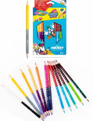 Produktbild von Doppelseitige Bleistifte 12 Stück 24 Farben Anspitzer Mickey and friends Colorino