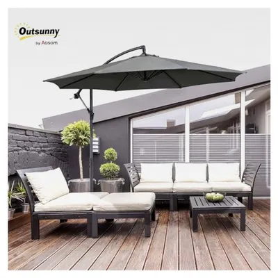 Produktbild von Neigbarer Ampelschirm Ø300 cm mit UV-Schutz und Kurbelmechanismus, inklusive Ständer, Marktschirm für Balkon, Garten und Terrasse