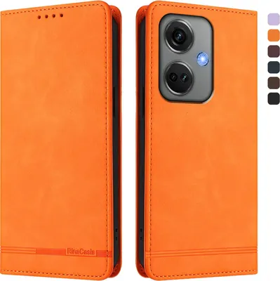 Produktbild von Hülle für OnePlus Nord CE3, Retro Kunstleder Ständer Klapphülle mit Kartenfächer und Magnetische Orange