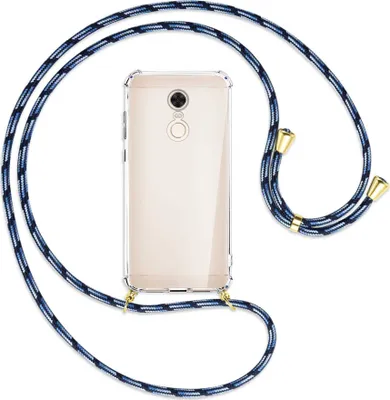Produktbild von Handykette Backcover-Schutzhülle mit Band (Metall goldfarben) für Xiaomi Redmi 5 Plus - Blautöne