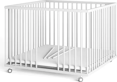 Produktbild von Laufgitter 100x100 cm mit Matratze SleepPlus & Schlufpsrossen  - weiß  - Premium Kollektion