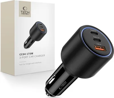 Zdjęcie produktu dla Tech-Protect Cc04 3-Port Car Charger Pd175W Black