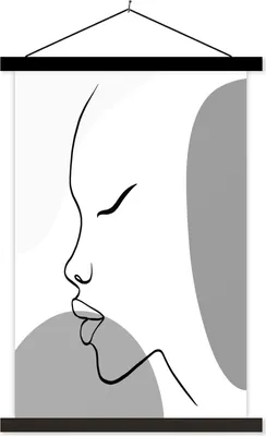 Produktbild von MuchoWow® Textilposter Minimalismus - Porträt - Schwarz - Weiß 40x60 cm mit schwarzem Rahmen - Wanddekorationen