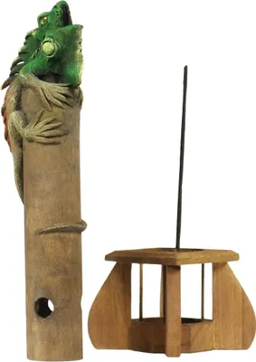 Produktbild von Räucherstäbchenhalter Räucherstäbchenständer rauchende Tiere Figur Skulptur Deko Räucherstäbchen ca. 31 cm, Design:Leguan