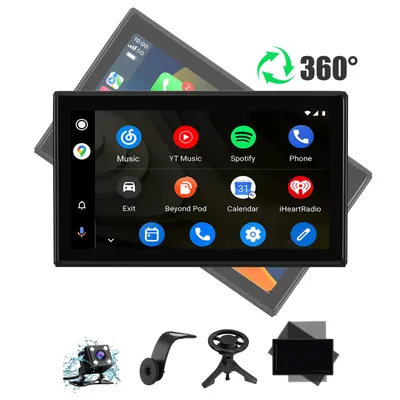 Obrázek produktu pro 9" univerzální displej CarPlay Android Auto s couvací kamerou Magnetické držáky Plug Play Rozdělená obrazovka Hlasové ovládání Online mapy