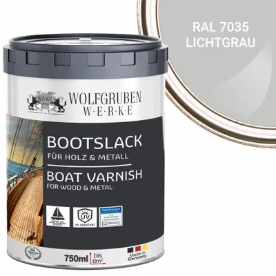 Produktbild von Bootslack Parkettlack Schiffslack Holzlack Seidenglänzend für Holz Boot Schiff W400 Lichtgrau - 750ml