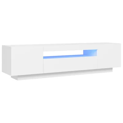 Image de vidaXL Armoire TV avec lampes LED Blanc 160x35x40 cm - Meuble TV