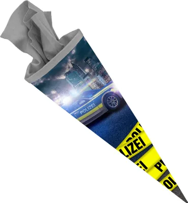 Produktbild von itenga Schultüte Zuckertüte 70cm rund Polizei Filzverschluss grau