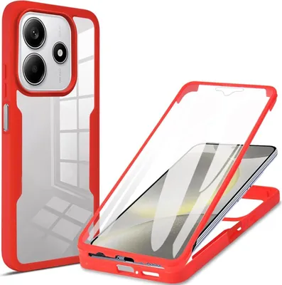 Image de Pour Xiaomi Redmi Note 14 5G : coque hybride en TPU et acrylique à protection intégrale à 360 degrés, rouge