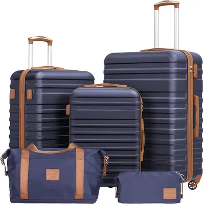 Produktbild von Trolley Koffer Reisekoffer von ABS Hartschalen Trolley 4 Rollen TSA-Schloss Der Koffer Enthält 1 Reisetasche und 1 Kulturbeutel