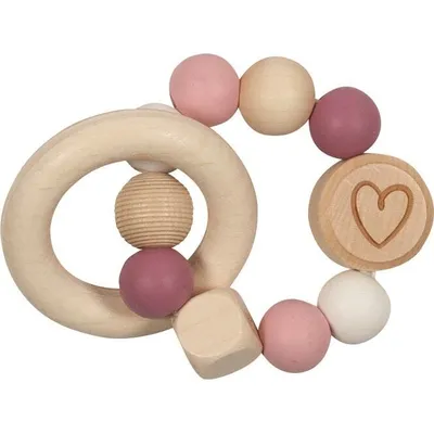 Image de Goki Baby - Elastik Greifling Herz - naturel/rose
