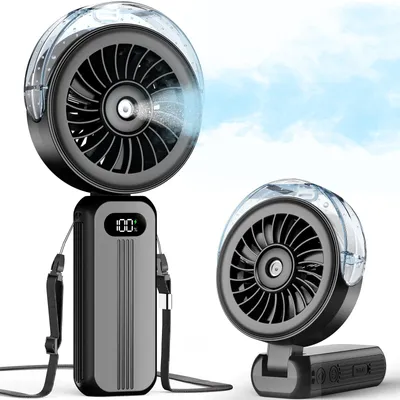Produktbild von Handventilator Mit Wasserkühlung, 4000mAh Hand Ventilator Akku Aufladbar Mit Wasser, Leistungsstark und Schnell, 4 Geschwindigkeiten