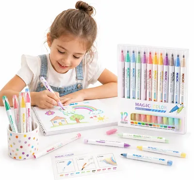 Zdjęcie produktu dla Markery magiczne zmieniające kolor duży zestaw 12 sztuk kreatywna zabawa