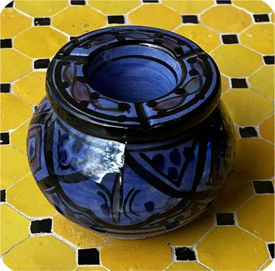 Produktbild von Marokkanischer Sturmaschenbecher orientalischer Ascher aus Keramik Größe mittel, blau