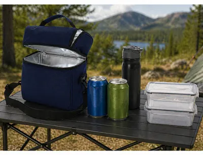 Productafbeelding van Koeltas set van 4 stuks, lunchbox, koelbox, geschikt voor wandelen, vrijetijd, vissen, festivals, blauw
