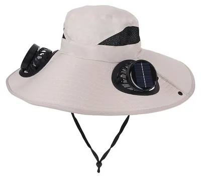 Produktbild von Sonnenhut mit Ventilator,Outdoor Solar Sonnenenergie Hut Kappe,Wide Brim Solar Fan Outdoor Fishing Hat Solar & USB Charging Einstellbare Windrichtung Wiederaufladbarer Hut mit Ventilator,Khaki