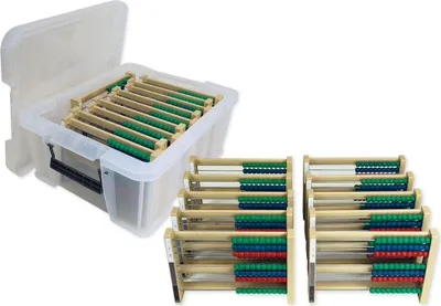 Produktbild von TimeTEX Klassensatz Rechenrahmen Montessori 7-stellig, 10-tlg., in Stapel-Box "Montessori Premium"