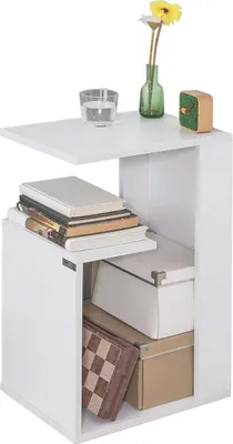 Produktbild von SoBuy FBT69-W Beistelltisch mit 3 Ablagen Couchtisch Sofatisch Weiß Breite ca. 30 x 60 x 40 cm