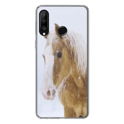 Produktbild von MuchoWow® Handyhülle Schutzhülle Hülle für Huawei P30 Lite Pferd - Schnee - Winter Silikon Softcase Handy Hülle - Handyhülle