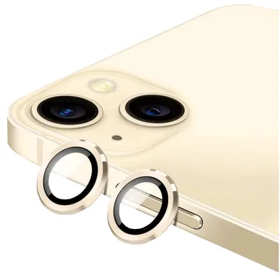 Obrázok produktu pre Ochranné sklo na fotoaparát pre Apple iPhone 15 / 15 Plus, tvrdené sklo H9, zlatá farba
