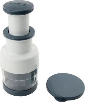 Produktbild von Fackelmann easyprepare Multihacker, Gemüse Zwiebel Kräuter Hacker, Küchenhelfer, Kunststoff / Edelstahl, Weiß / Blau-Grau, Ø 9.5 cm, 27903