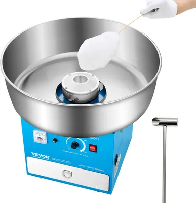 Produktbild von VEVOR elektrische Zuckerwattemaschine kommerzielle Zuckerwattegeräte (1000 W) mit 52 cm Edelstahlschüssel & Zuckerschaufel & Schublade, perfekt