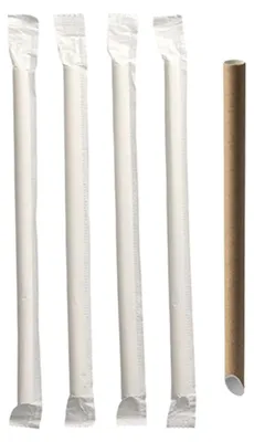 Produktbild von Bubble Tea Halme Papier "pure" Ø 12 mm · 20 cm braun einzeln gehüllt, einseitig spitz